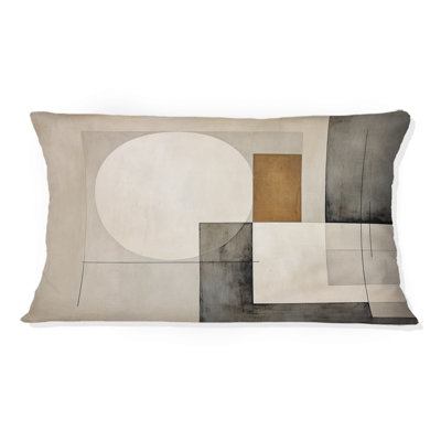 Coussin décoratif à imprimé abstrait suprématisme beige et brun