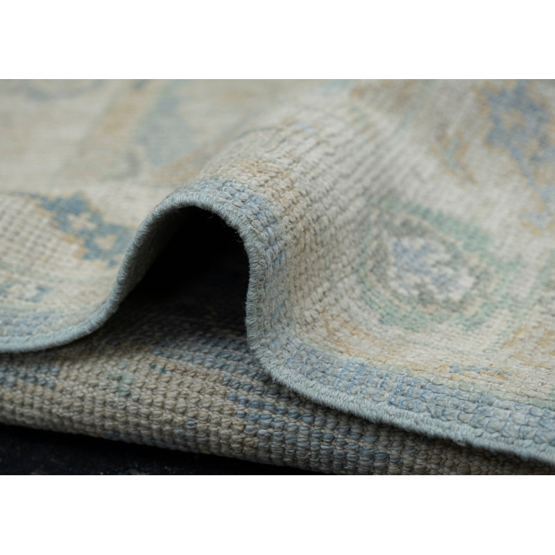Barram Hand Knotted Wool Area Rug in Gray