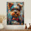 Curieux Shih Tzu rose et gris avec lunettes II - décoration murale chien