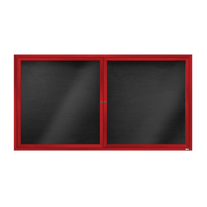 Tableau d'affichage mural fermé pour armoire d'annuaire, Rouge thermolaqué, Deux, H 36 po x l 72 po