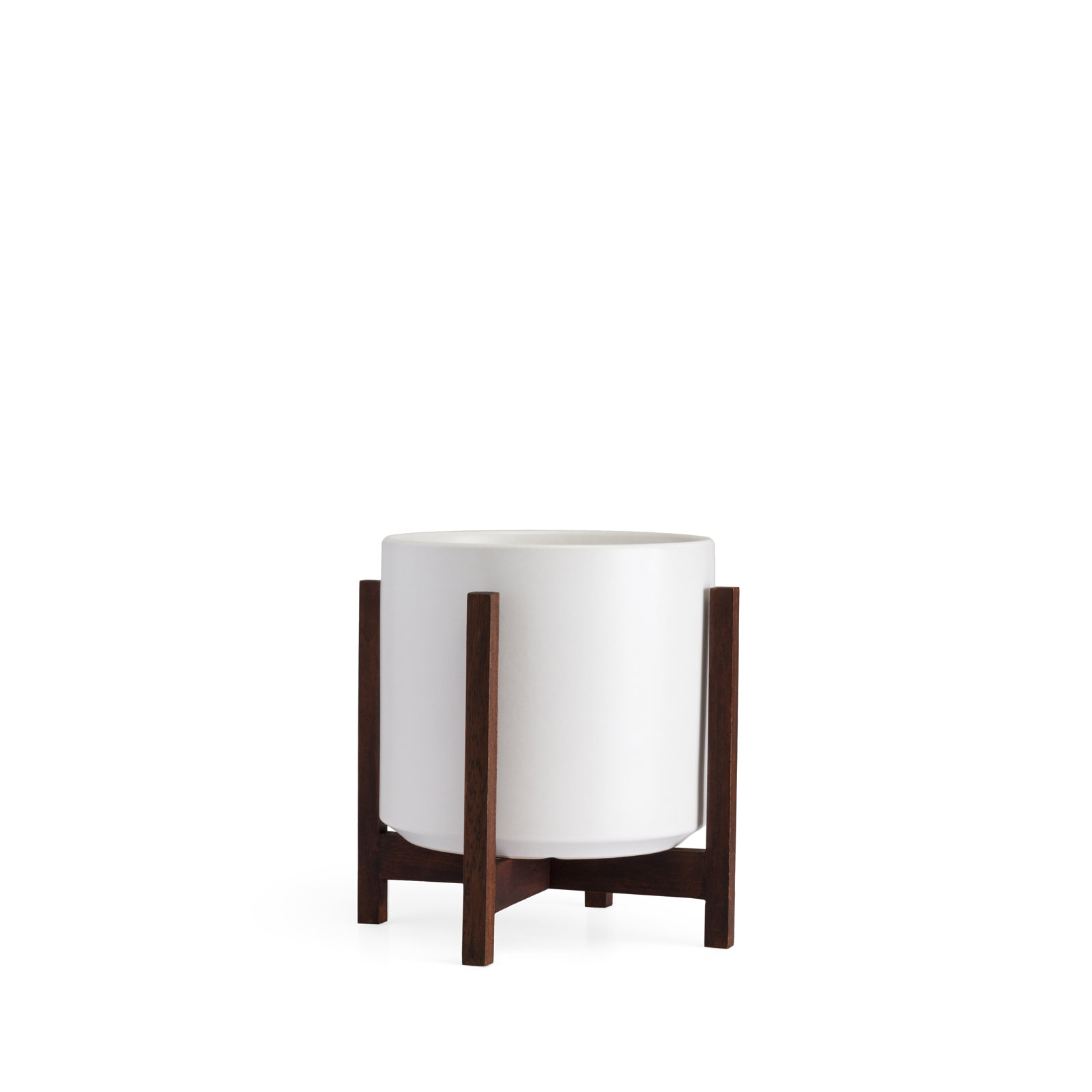 Keyes Pot Planter, White/Dark, 10.25" H x 10" W x 10"