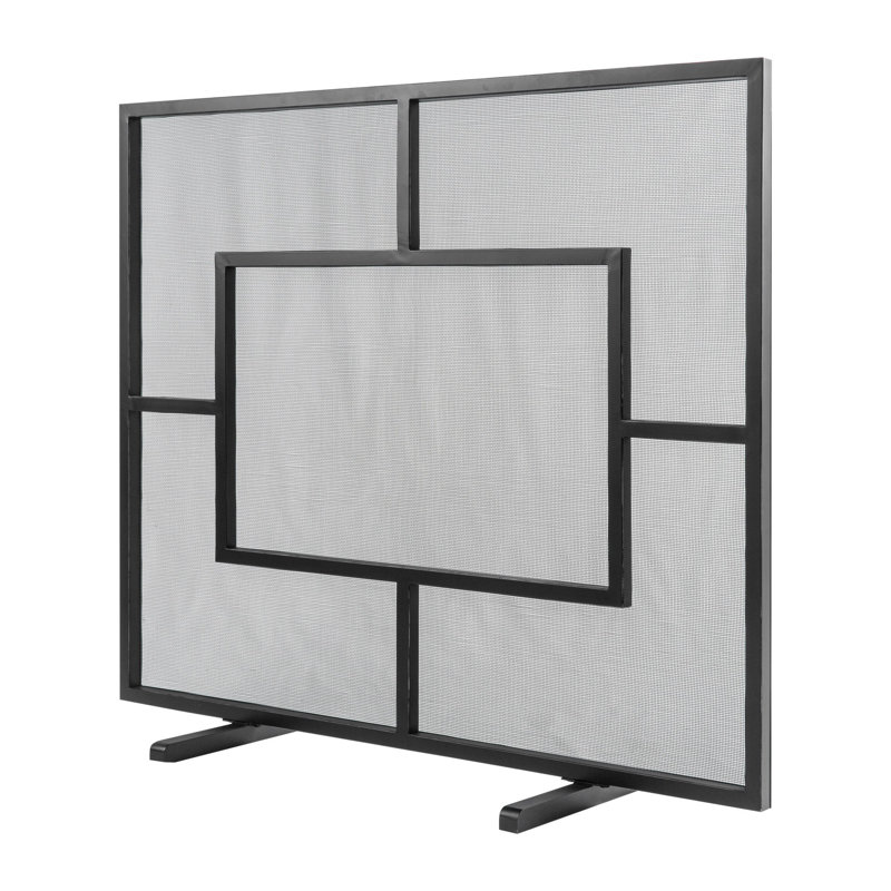 Chelsea Steel Fireplace Screen, Flat Black