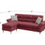 Canapé modulaire réversible en velours rouge avec coussins, méridienne et têtes de clou Paprika-785071229