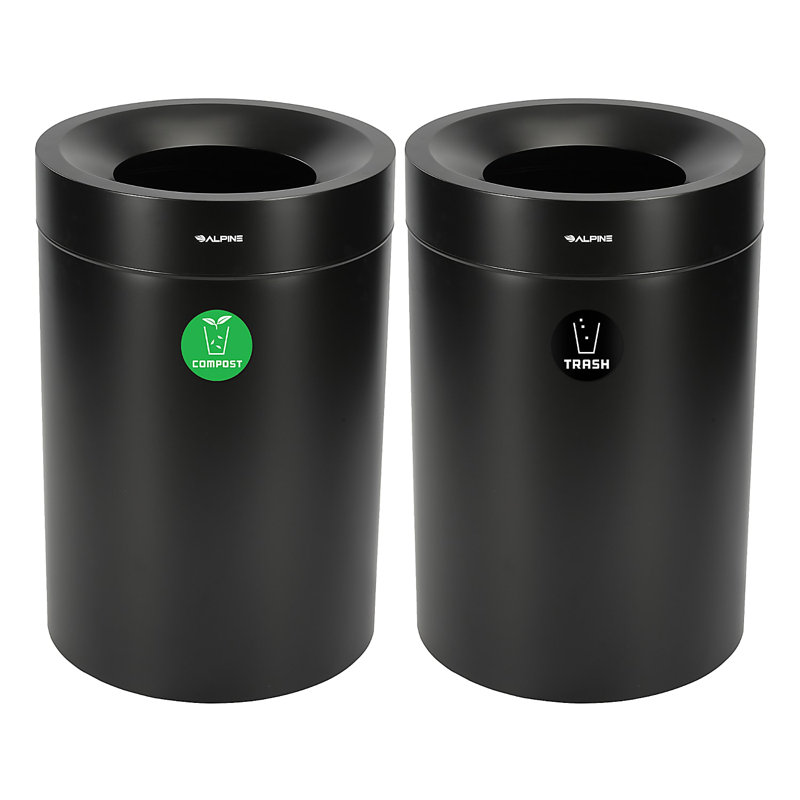 Poubelle à compost et poubelle en acier inoxydable 50 gallons, Noir