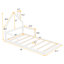 Lit simple au sol en bois, blanc - tête de lit en forme de maison pour lit confortable avec tête de lit attrayante, pin massif et bois massif, chambre chaude-1393091814-1393091817
