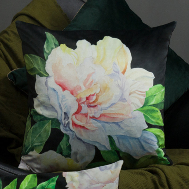 Decorative Floral Throw Pillow Cover Flower Print Pillowcase 18x18 Inch