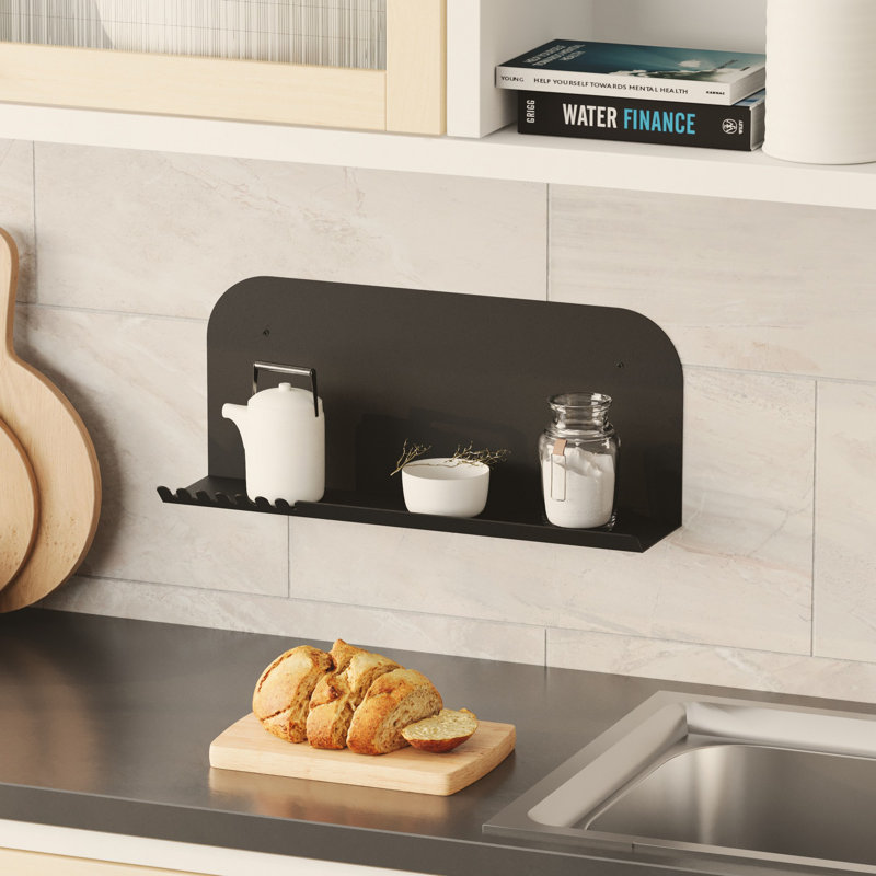 Tablette murale en métal Colesen, noire, 21,7 po x 9,1 po x 4,7 po | Fabrication 100% métal, épaisseur: 0,06 po | Conception moderne de couleur unie, parfaite pour la décoration et le rangement, pièce décorative robuste et élégante