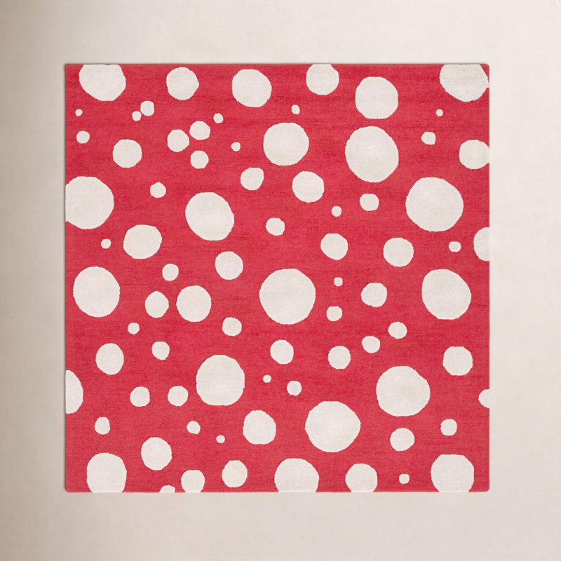 Tapis rouge / ivoire Camey, Carré 6 pi