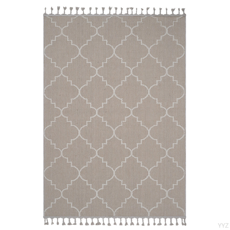 LOOM & LUXE Collection 4X6 Ivory /Trellis Indoor/Outdoor Area Rug, Rectangle 4' x 6'2"