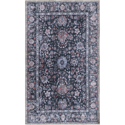 Contemporary Hugley Area Rug Ink Black Colour