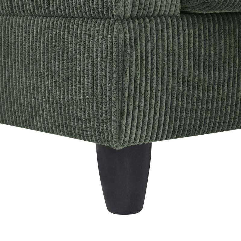 Canapé modulaire large avec repose-pieds Ranjeeta, Velours côtelé vert foncé