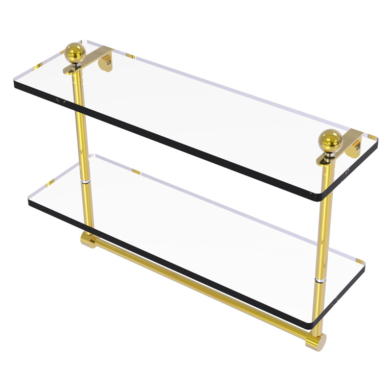 Gober 2 Piece Tiered Shelf with Towel Bar, 22", Polished Brass