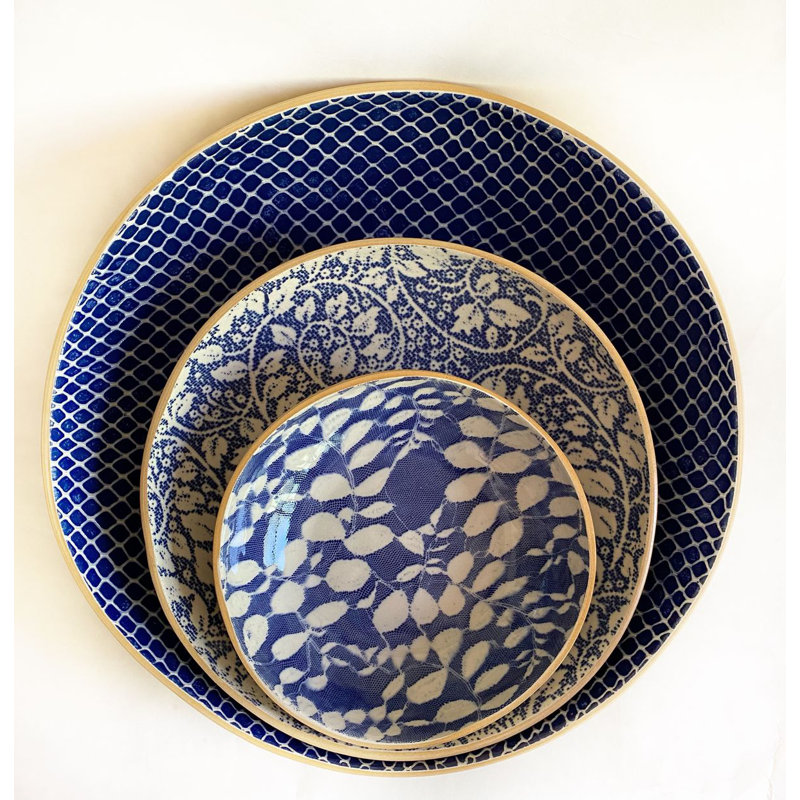 Terrafirma 3 Pieces Ceramics Cobalt Serving Bowls