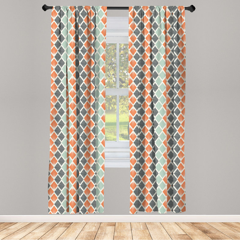 Geometric Semi-Sheer Rod Pocket Curtain Panels, 28" x 63"