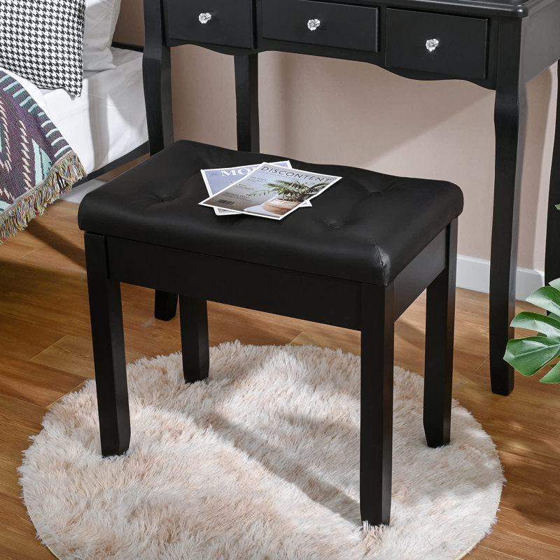 Upholstered Storage Bench, Black