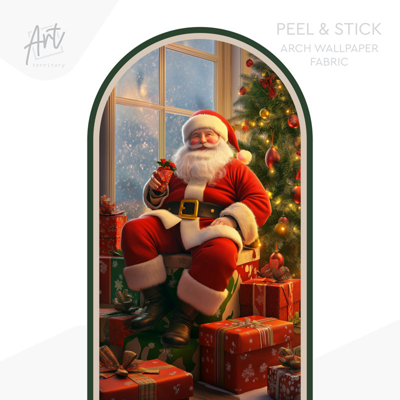 Décalcomanie de Noël, père Noël autocollant non-mural, H 28 po x l 48 po