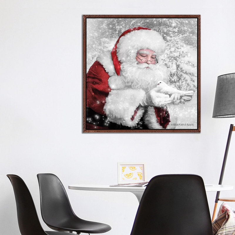 Santa's Little Friend by Bluebird Barn - Print on Canvas, 93.98 cm H x 93.98 cm W, Classic Brown Wood Framed