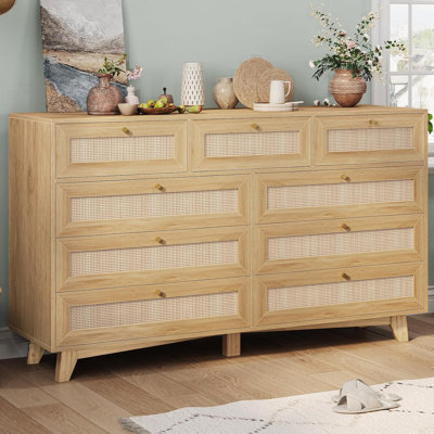 Commode 9 tiroirs Rattan 