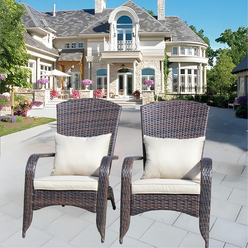 Chaise de patio avec coussins (coussin beige)