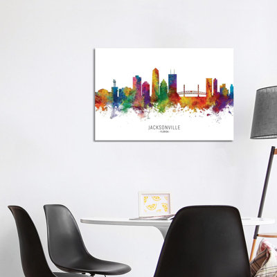 Jacksonville Florida Skyline by Michael Tompsett - Wrapped Canvas Print