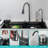 31.5" Flying Rain Stainless Steel Waterfall Kitchen Sink with Faucet Single Bowl