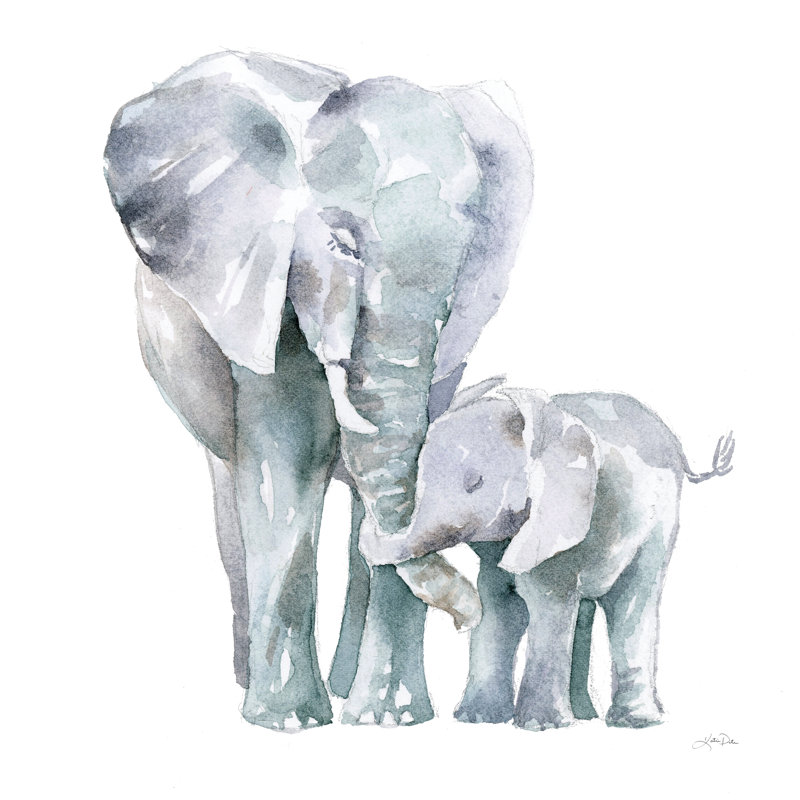 Mama Elephant On White by Katrina Pete - Wrapped Canvas Painting, 122cm H x 81cm W x 3.8cm D