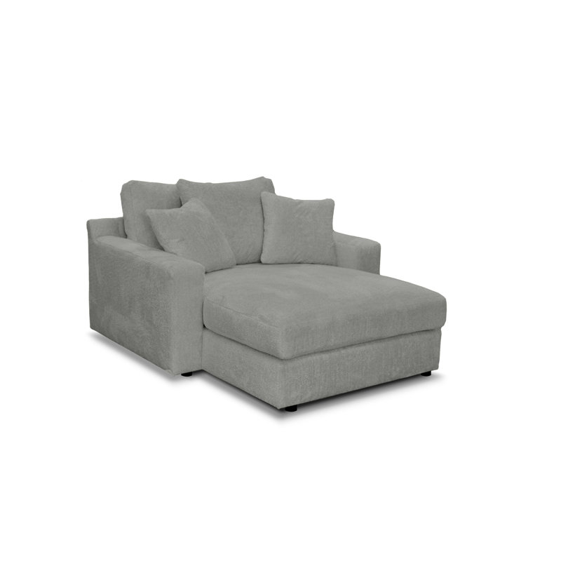 Caegan Upholstered Chaise Lounge, Pewter Boucle