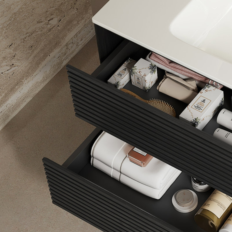Meuble-lavabo mural moderne 30 po Mid-Century