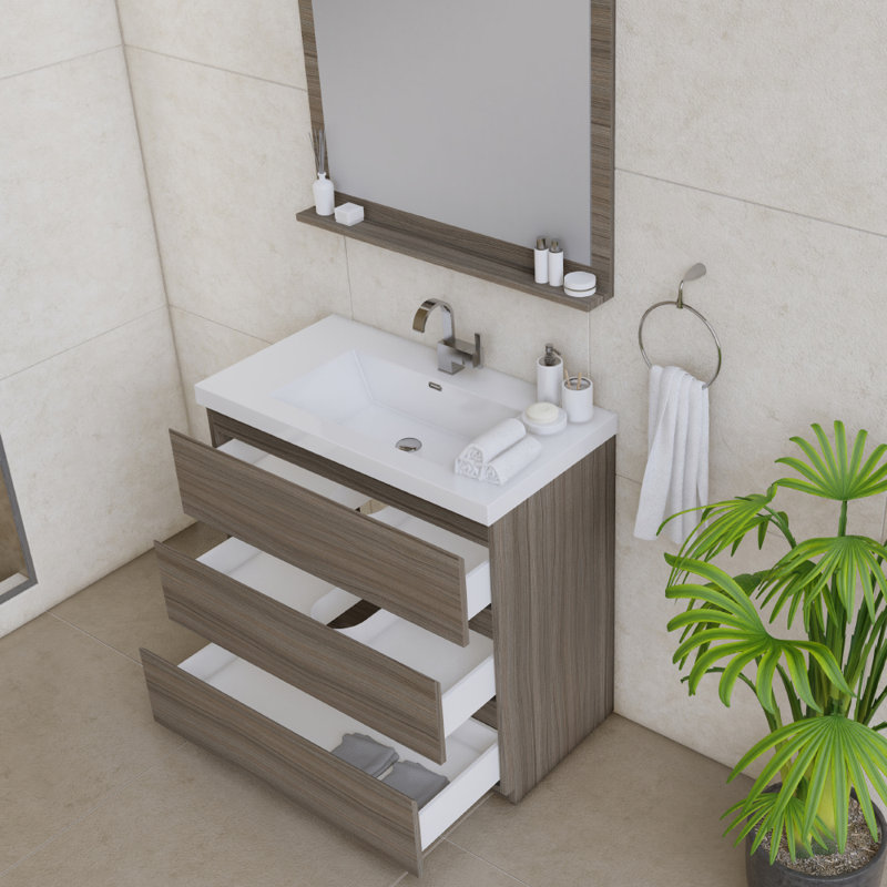 Ensemble de meuble-lavabo simple 36 po Arjina, Gris
