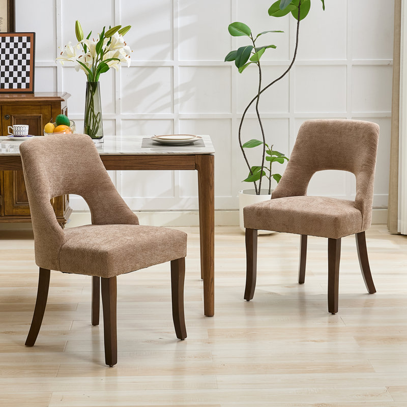 Chaise de salle à manger rembourrée Arlene, Tanné