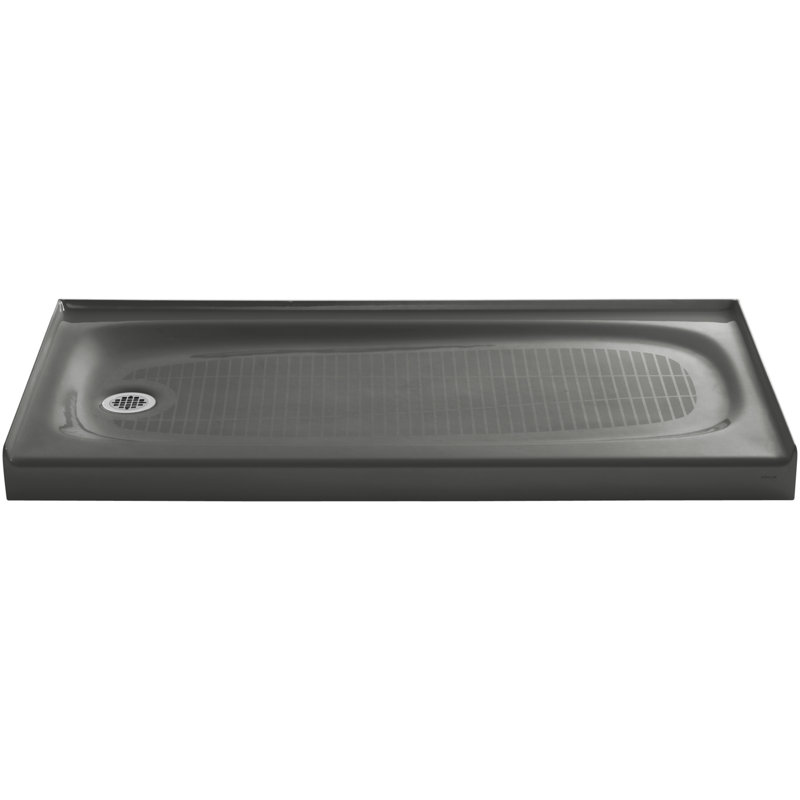 Salient 60" x 30" Cast Iron Rectangular Single Threshold Alcove Shower Base, Sunlight, Left-Hand