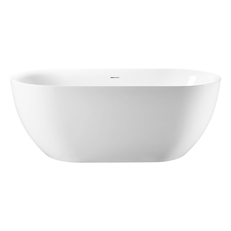 Modern White Acrylic Freestanding Bathtub With Gently Sloped Design And Center Drain
