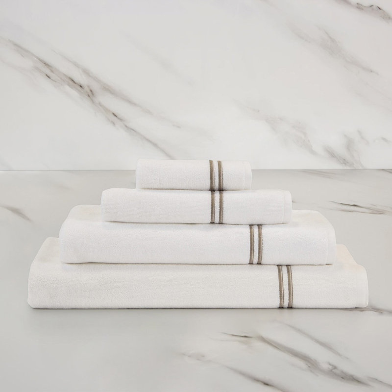 Classic Bath Towel, White/Khaki