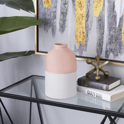 Ensemble de 2 vases de table en céramique 2 pièces blanc / rose Hadrian