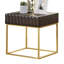 Table basse de style contemporain avec structure en métal et tiroirs dissimulés avec pieds en acier et glissières à roulement à billes
