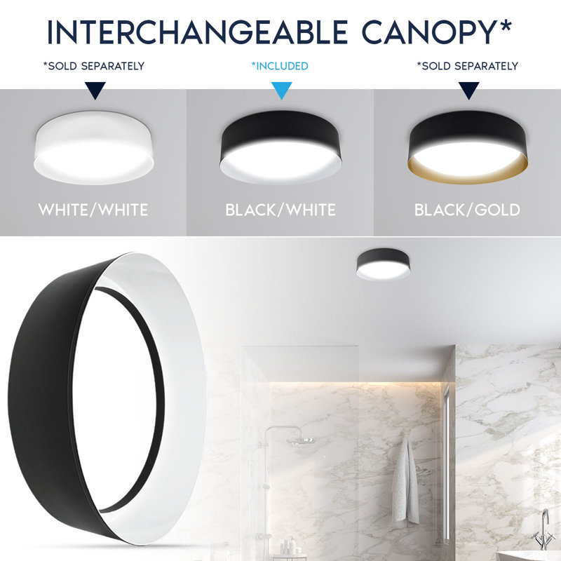 17-Inch LED Flush Mount Ceiling Light, 5CCT, 2420 Lumens, 34W CRI 90 Dimmable Ceiling Light Fixture With Interchangeable Canopy