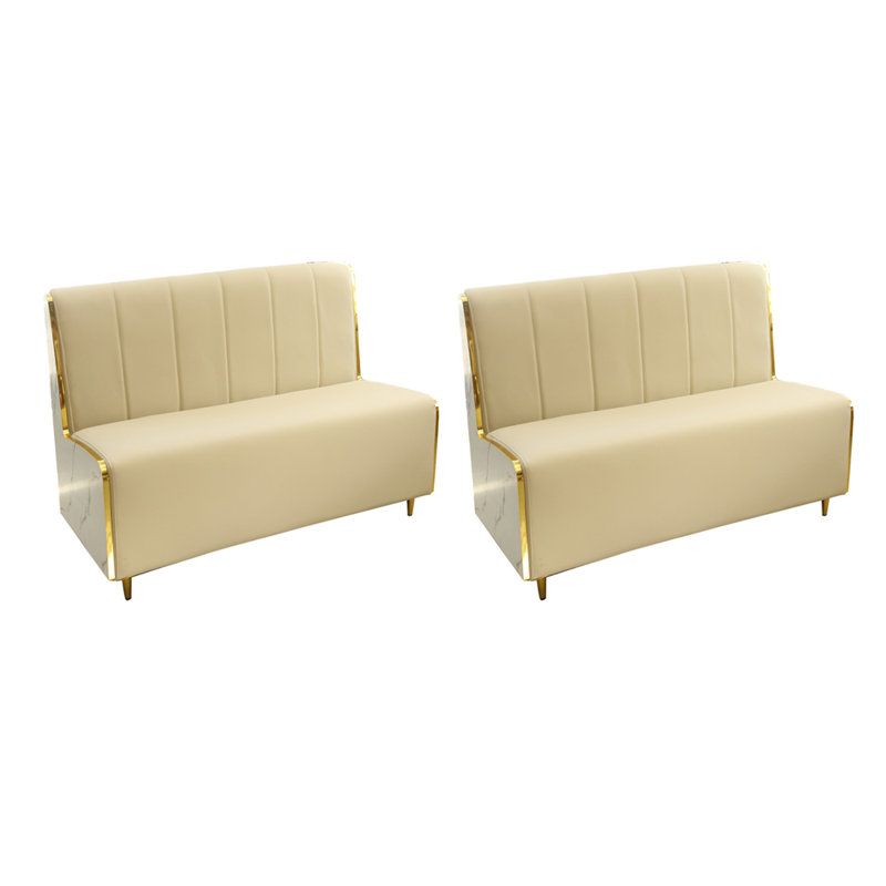Banc rembourré en similicuir Casual, Beige