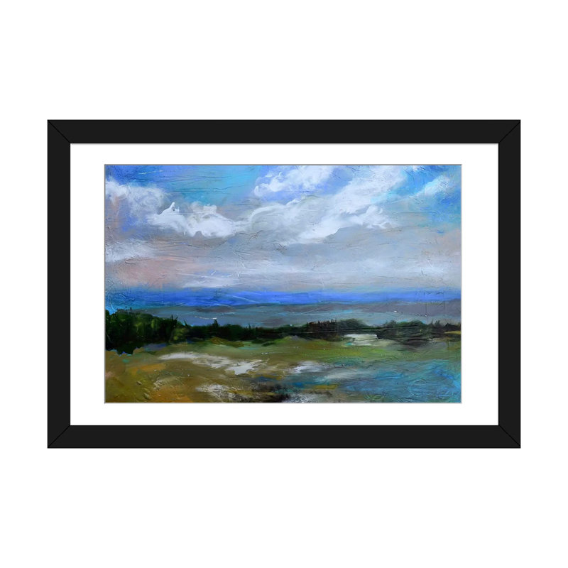 « beach & sky i », reproduction sur toile, H 24 po x l 32 po x P 1 po, Papier d'art encadré noir, Blanc