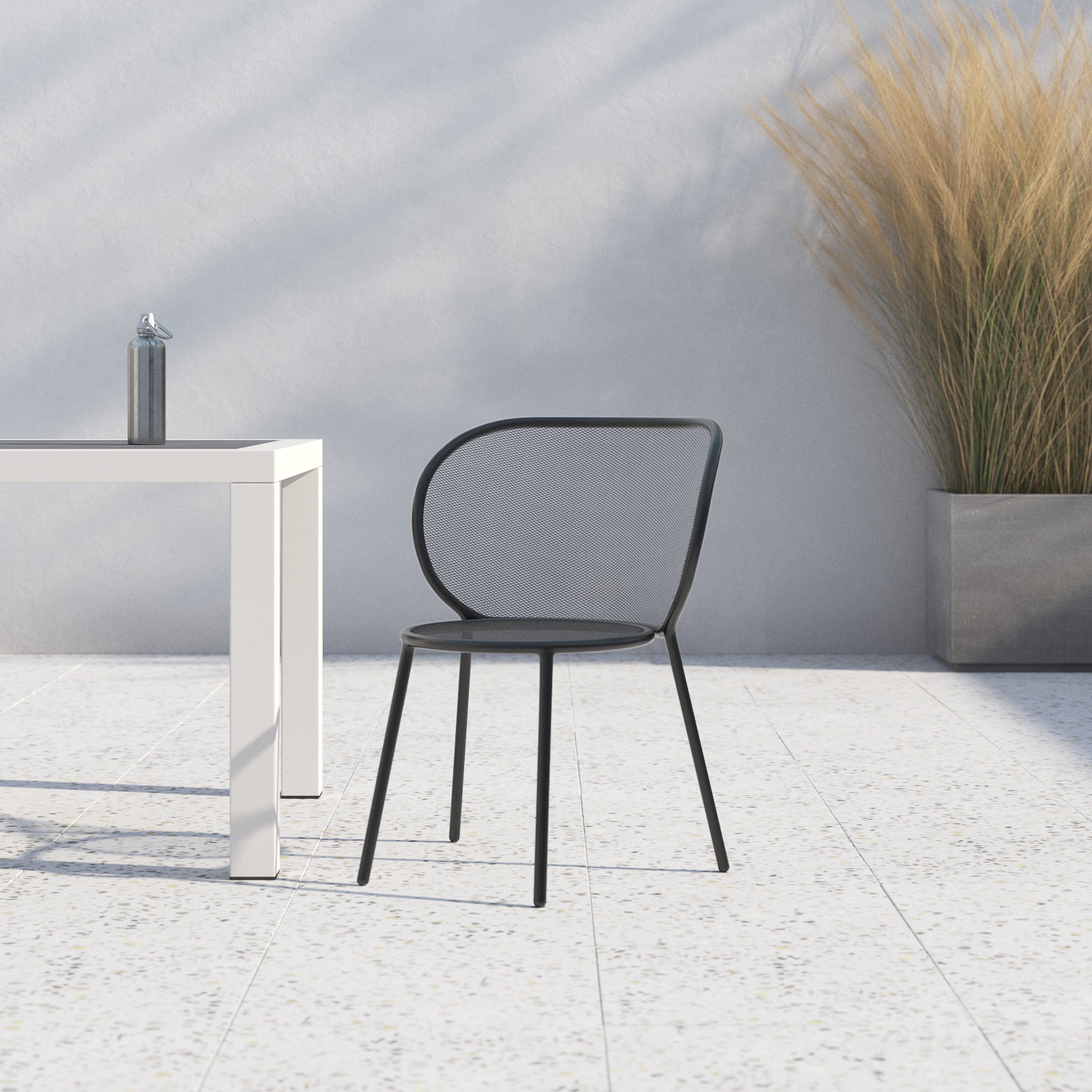Abberton Stackable Patio Side Chair, Black
