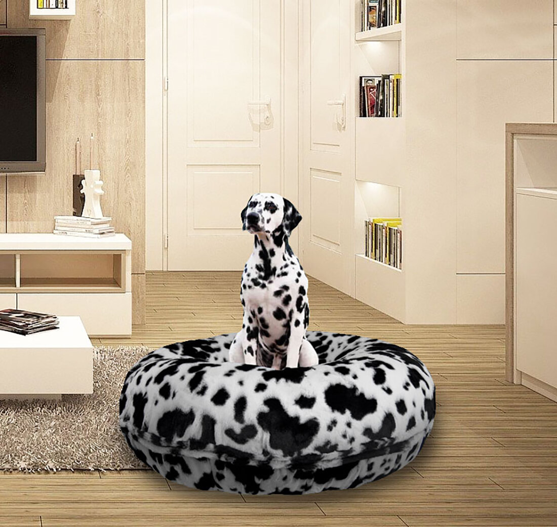 Dalmation Inspired Faux Fur Handbag or Purse With Dogtails and 