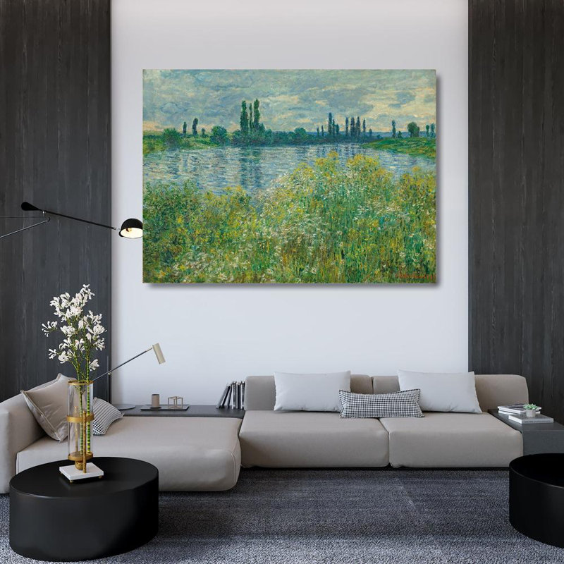 Red Barrel Studio Monet, Claude Gallery Wrapped Canvas Art Titled: Banks of the Seine, Vetheuil