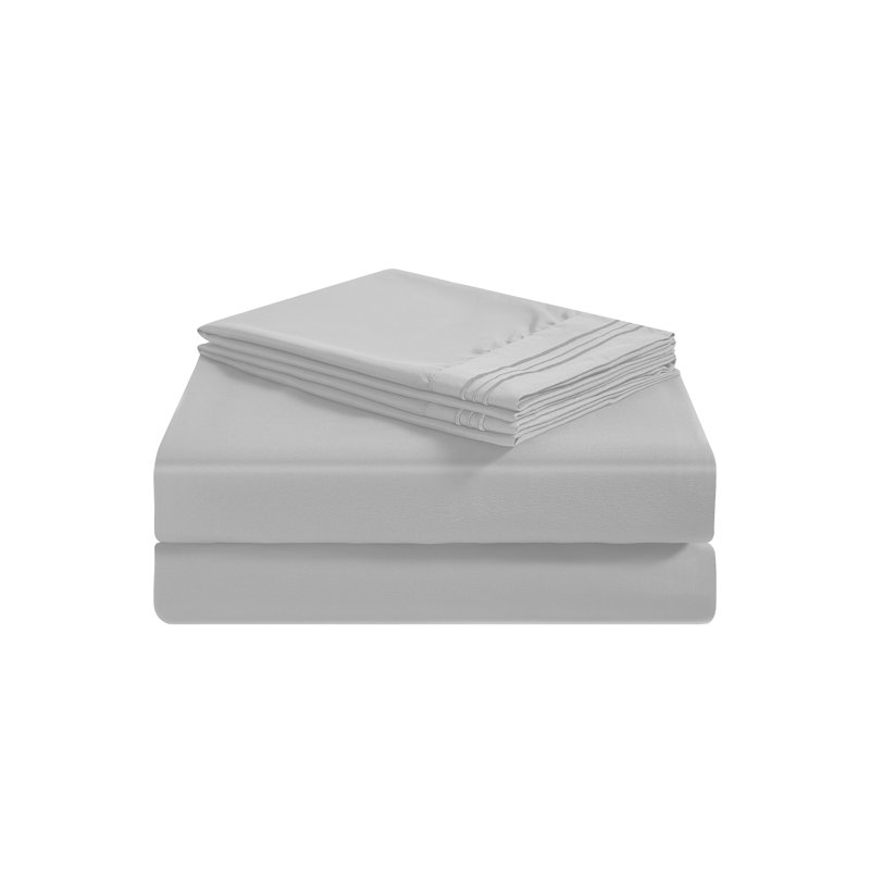 Premium Rayon from Bamboo Sheet Set Deep Pockets, Cooling, Ultra Soft and Breathable, Light Gray