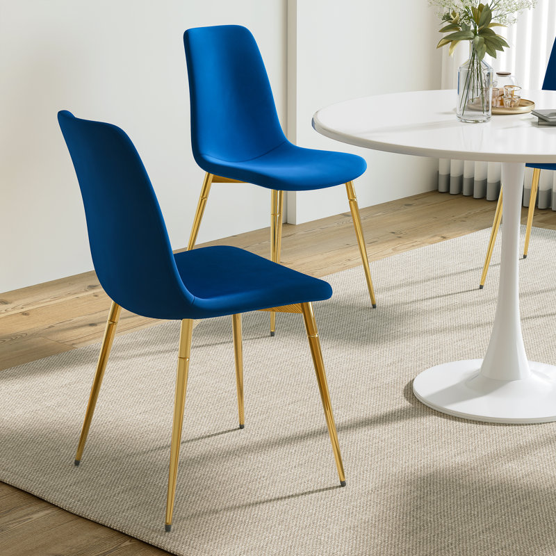 5 - Piece Pedestal Dining Set, White, Blue/Gold