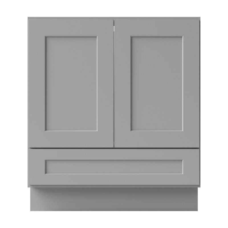 Armoire de salle de bain en bois massif prêt à assembler avec comptoir Shaker - comptoir non inclus, Gris