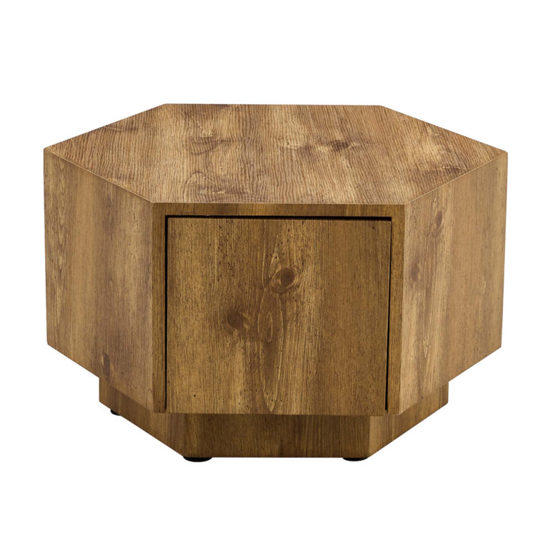 Table basse hexagonale en MDF avec tiroirs