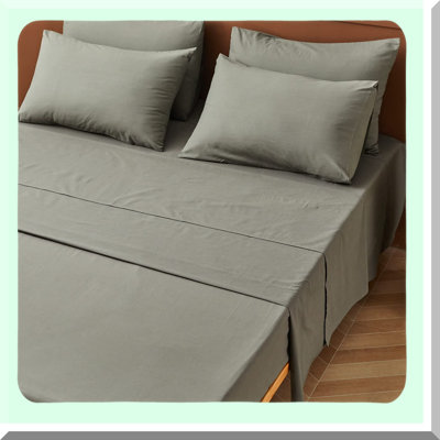 Luxury Cotton Deep Pocket Sheet Set - Grey King Size Bedding Bundle with Fitted Sheet, Flat Sheet, and Pillowcases - Soft and Cozy Bed Linens