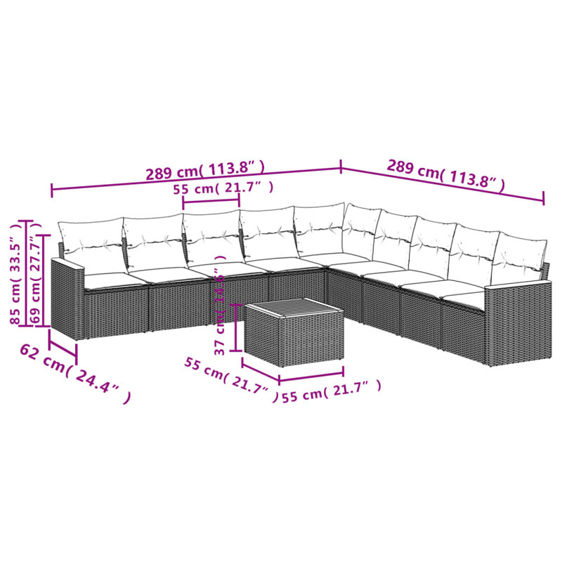 Garden Sofa Set Black