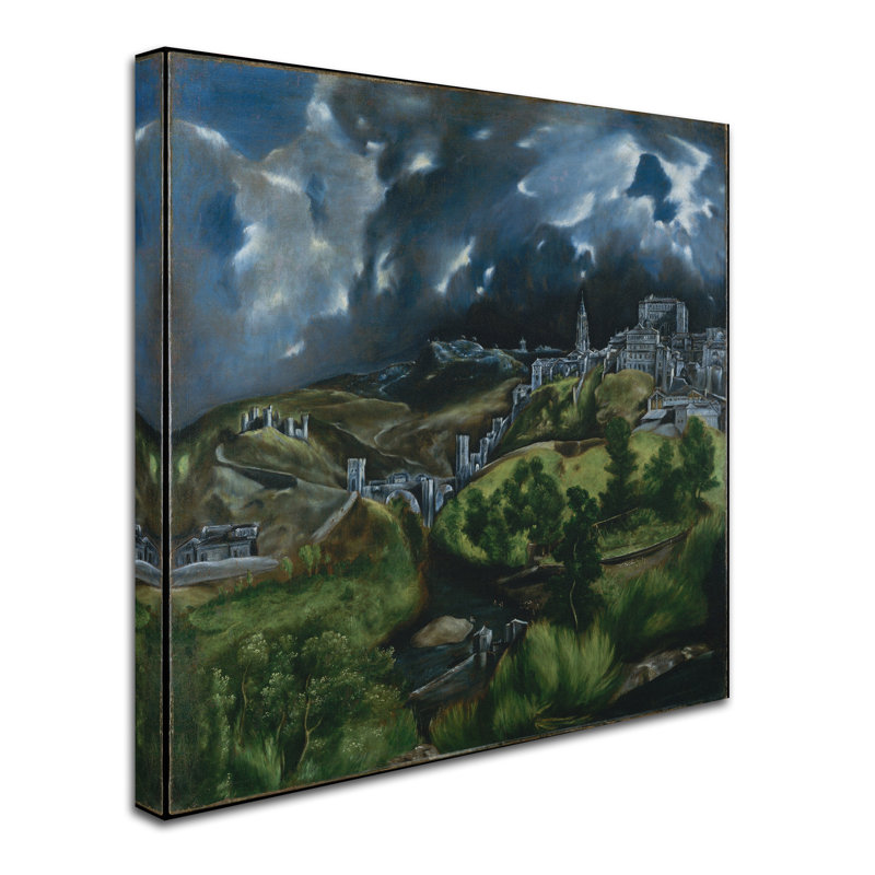 « view of toledo », reproduction sur toile tendue, H 14 po x l 14 po