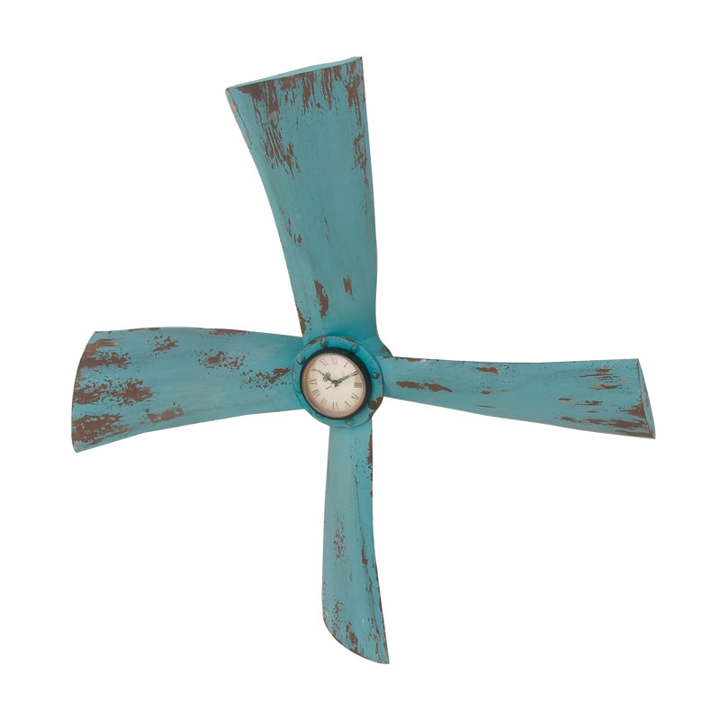 Horloge murale hélice en métal, Cyan