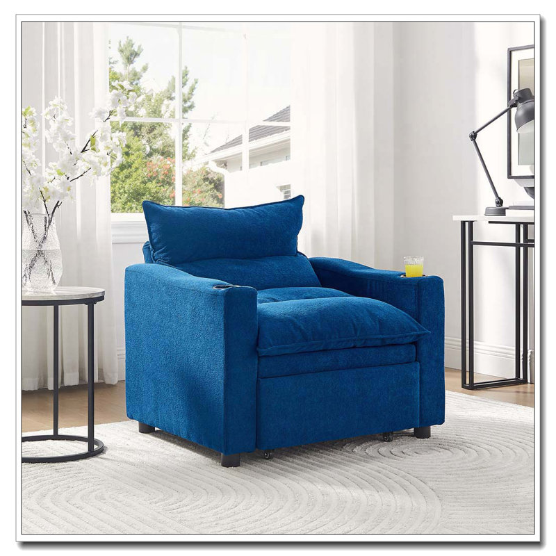 Fauteuil convertible en velours, Gris
